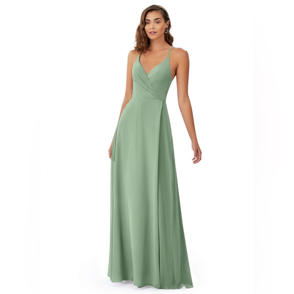 Azazie Davis Matcha Chiffon Bridesmaid Gown